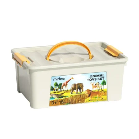 Mideer Zestaw 15 figurek dzikich zwierząt w zestawie z przenośnym pudełkiem